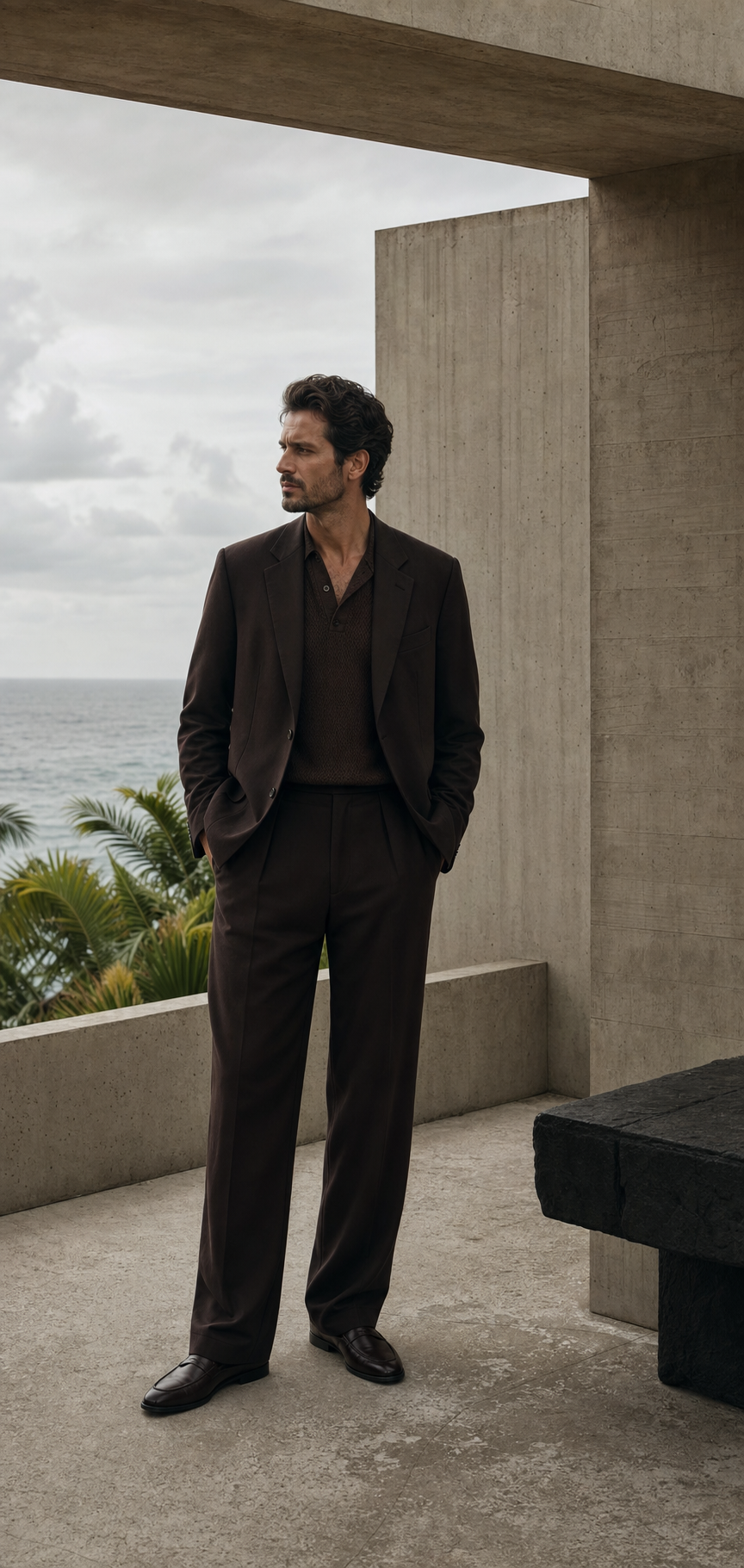 Colección para hombre en tonos espresso